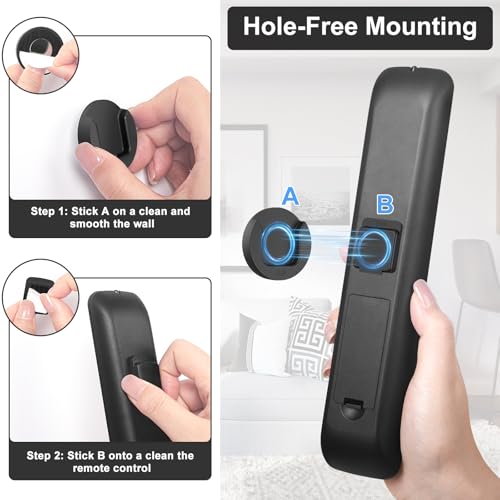 Black Magnetic Remote Control Holder Wall Mount 4 Pack - Easy Access & No Drill