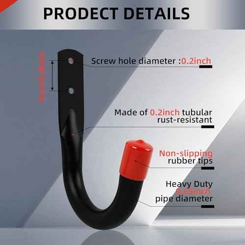 Heavy Duty Garage Wall Hooks for Hanging, 6Pcs Storage Hooks, 3.8inch Hanging Hook for Garage Storage and Organization,Wall Mount Utility J Hook with Wall Anchors and Screws (6, 3.8inch)