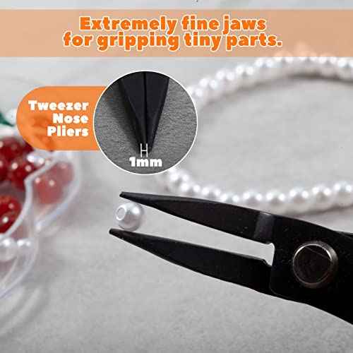 5-Inch Long Nose Pliers Specialty Pointed Nose Tweezer Nose Pliers 1mm Diameter Tip Mini Needle Nose Chain Nose Pliers Flat Smooth Jaw Precision Pliers Jewellery Making Tool