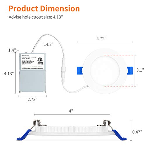 Meconard 4-Inch LED Recessed Downlight Pack of 6 - 5 CCT White, Dimmable, Canless Ceiling Lights