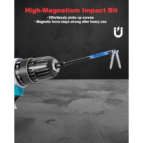 20PCS 4" Hex Bit Set (Metric & SAE), High-Torque Impact Allen Bits, Premium S2 Steel 1/4" Hex-Shank, Magnetic CNC Tips for Impact Drivers & Drills
