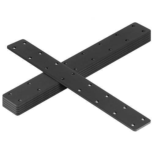 14-3/4" Black Steel Flat Mending Plate - Heavy Duty Furniture Bracket