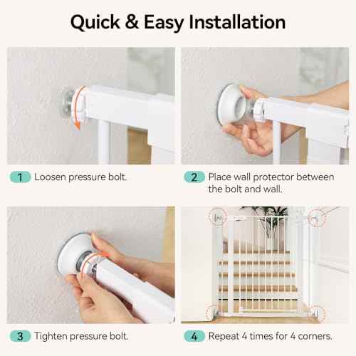 COMOMY 4 Pack Baby Gate Wall Protector, Safety Child Gate Extender Wall Cups, Baby Gate Wall Guard for Protect Walls & Doorways from Pet & Dog Gates, Pressure Mounted Gates Extension Kit, White