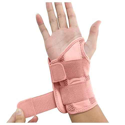NuCamper Wrist Brace Carpal Tunnel Right Left Hand for Men Women, Night Wrist Sleep Supports Splints Arm Stabilizer with Compression Sleeve Adjustable Straps,for Tendonitis Arthritis Pain Relief (Right Hand-Pink, Small/Medium (Pack of 1))