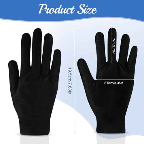 10 Pairs Middle Size Black Gloves for Women,Breathable Cotton Gloves for Eczema and Dry Hands,Jewelry Inspection Gloves,Stretchy Fit Cloth Gloves for Most Women,Spa Glove