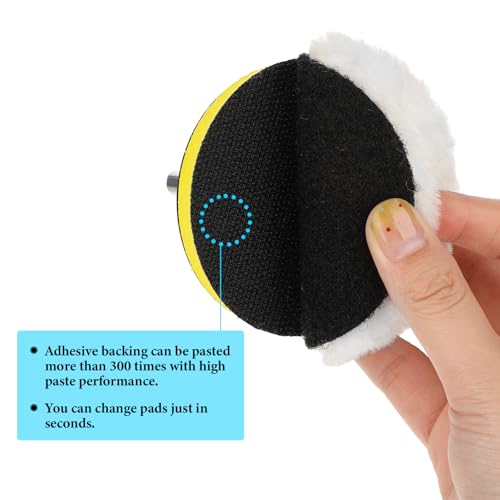 Wool Polishing Buffing Pad Set, 7 Pcs 3 Inch Car Polisher Buffer Drill Attachment with M10 Drill Adapter for Car Polishing Waxing Compound Cutting