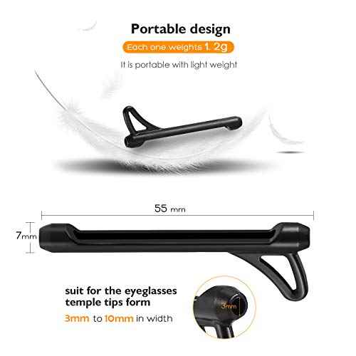 Eyeglasses Ear Grips Sleeve-Upgrade anti-slip eyewear retainer-Sleeve with Hook design-Soft and comfort Glasses Ear hooks 6Pairs (BLACK)