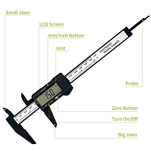 0-6 Inches Digital Caliper with Large LCD Screen and Auto-Off Feature