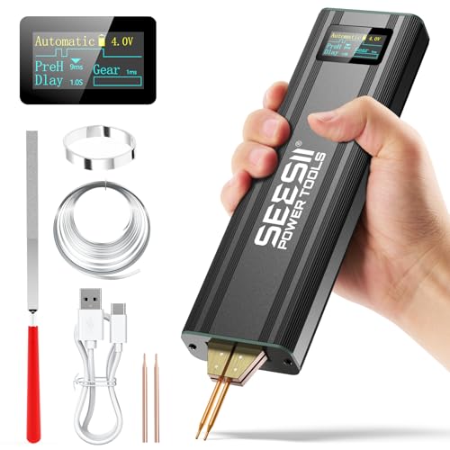SEESII Battery Spot Welder: Spot Welder for Lithium Batteries/18650, Mini Battery Welder with Built-in Rechargeable Battery, Spot Welding for 0.1-0.2mm Nickel Sheets/Iron/Stainless Steel Sheets
