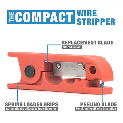 IWISS iCrimp ICP-240 Cable Stripper 3.9x1.2in for AWG 12 to 4/0 Round Cables, Radial Wire Stripping Tool with 2 Extra Blades