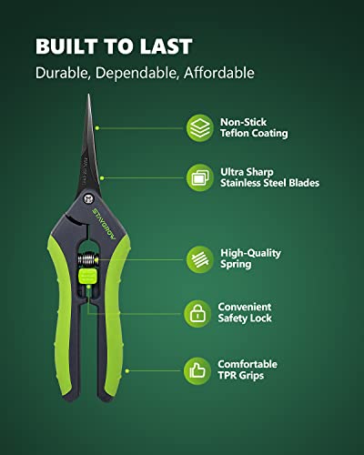 STAYGROW 6.5 Inch Straight & Curved Pruning Shears - Ultra Sharp Garden Scissors, 2-Pack