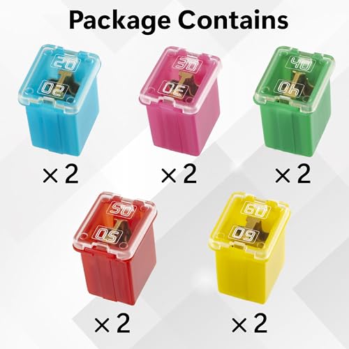 BFXM 10-Pack Automotive Fuse Assortment Kit - Low Profile Car Fuses, Color-Coded