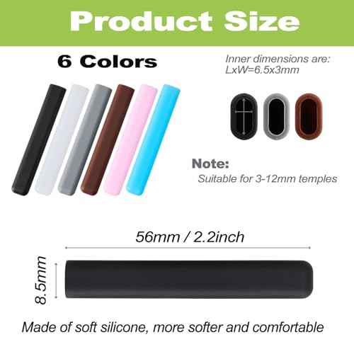 Gdnmapt Silicone Glasses Ear Cushion, Anti Slip Eye Glasses Ear Gripper, Comfortable Glasses Ear Grips, Eyeglass Ear Cushions Solution for Sore Ears, Temple Sleeves Tips for Glasses (4 Black Pairs)