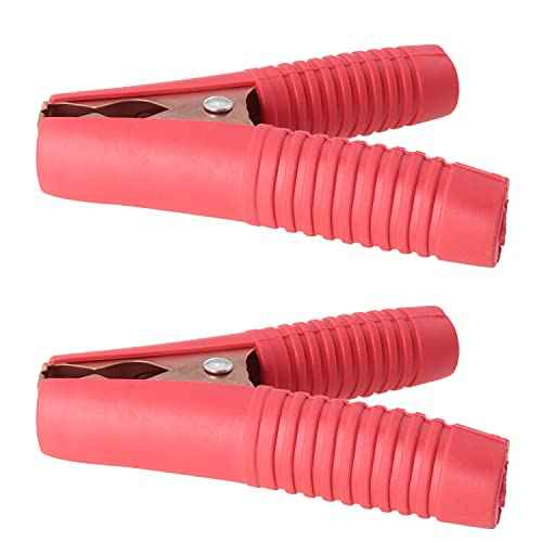 MEETOOT Insulated Crocodile Clip 2Pairs 100A 90mm Heavy Duty Black and Red Electrical Battery Connectors Copper Plated Metal Insulated Alligator Clamps (All-inclusive Type)