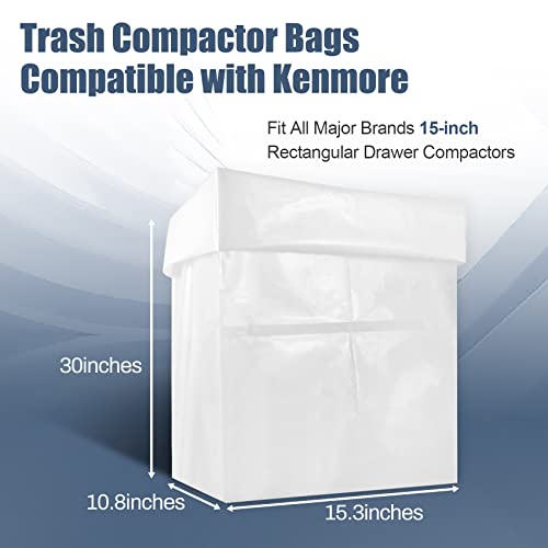 Miumoon 60-Pack 15-Inch Heavy Duty Trash Compactor Bags for Kenmore