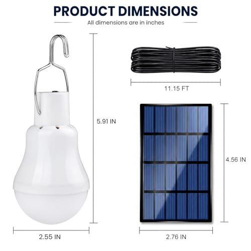 Lampelc Solar Rechargeable LED Light Bulbs with Manual ON/OFF - 2 Pack Indoor & Outdoor
