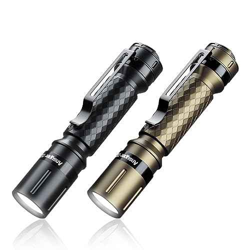 Mini Flashlight 3 Modes Small Flashlights LED Powerful High Lumens Tactical Pen Light with Clip,Slim Portable Pocket Compact Torch for Emergency Inspection AAA Battery Water-Resistant (Black & Gold)