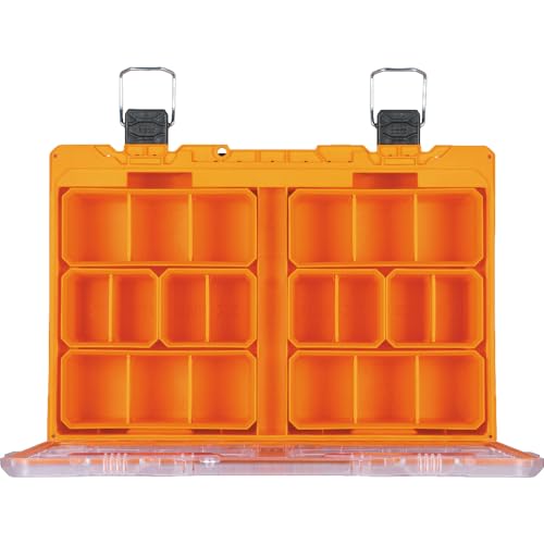 Klein Tools 54806MB MODbox Tall Compartment Box, Full-Width Tool Organizer, Small Parts Tool Box with 20 Compartments, 8 Removable Bins for Fasteners, Stackable Module