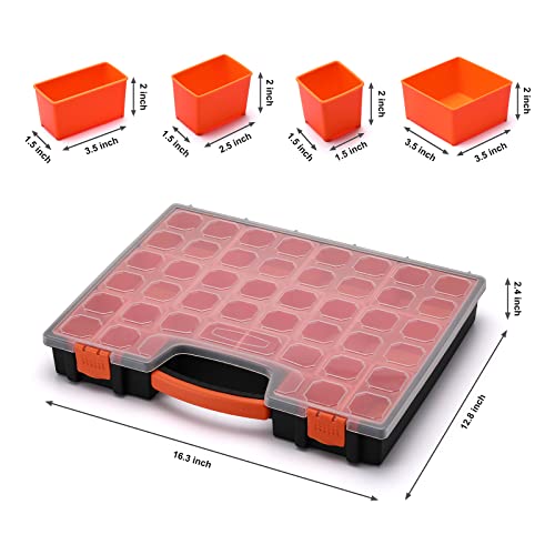 AIRTOON 2PCS Multi-Purpose Toolbox, Professional Organizer with 22 Bin Compartments, Box Organizer for Hardware, Screws, Bolts, Nuts, Nails, Tools, Arts