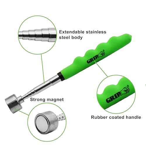 GRIP 25 lb Super Telescopic Magnetic Pickup Tool - Extends to 30" - Retrieve Ferrous Objects Around Garage, Workshop, Jobsite - Easy Cleanup