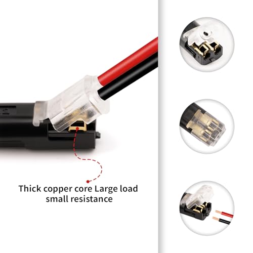50 Pack Low Voltage 2 Pin Wire Connectors for Landscape Lighting & LED Strips