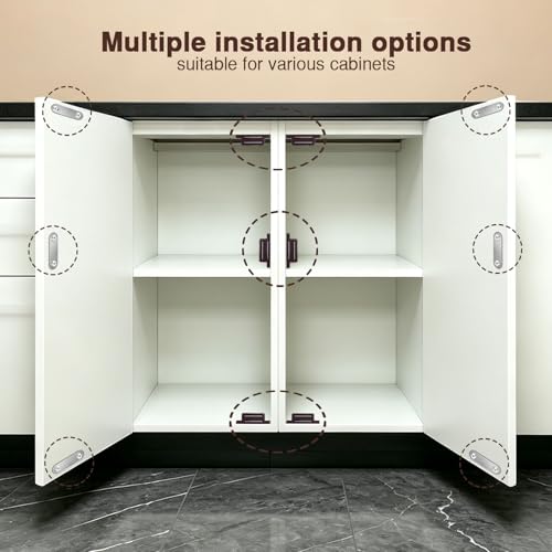 QEDT Brown Magnetic Cabinet Door Latch Pack of 12 - Strong & Durable