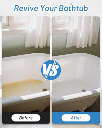Xmntdo 17.6oz Tub and Tile Refinishing Kit - White Bathtub & Sink Paint with Tools & Hardener, Low Odor, Easy to Use, 25-30 sq.ft