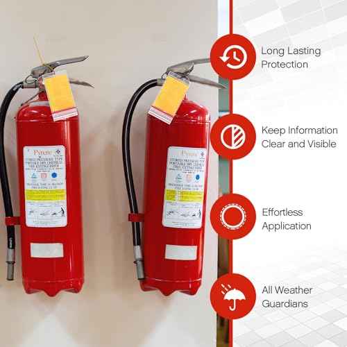 Faccito 50 Pcs Resealable Fire Extinguisher Tag Cover Waterproof Clear Fire Extinguisher Inspection Tag Covers Plastic Sleeve Annual Card Holder Label Bags