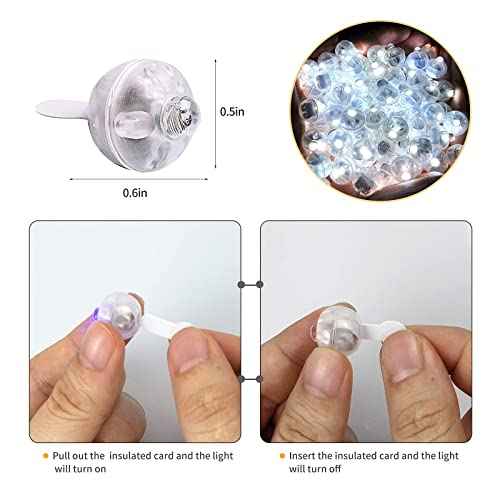 Aogist 100pcs White Balloon Lights,Long Standby Time Waterproof Mini Light,Battery Powered,Round LED Ball Lamp for Latex Balloon Paper Lantern Party Wedding Festival Christmas Halloween Decorative