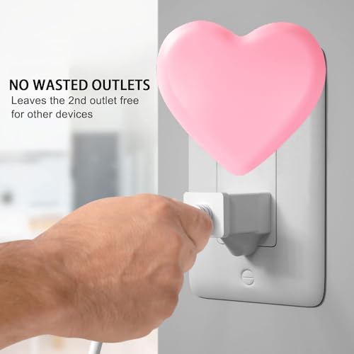 INZU Pink Night Light for Kids - Wall Plug LED Nightlight with Auto Dusk to Dawn Sensor, Soft Warm Glow for Nursery & Bedroom