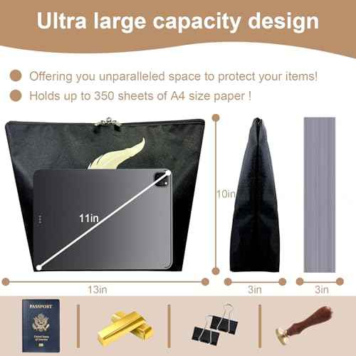 Notary Bag with Lock, 13x10''Waterproof Notary Supply Bag with 2 keys, Portable Security Storage Bag for Notary Journal, Stamp, Embosser, Ink Pad and Valuables(Pink)