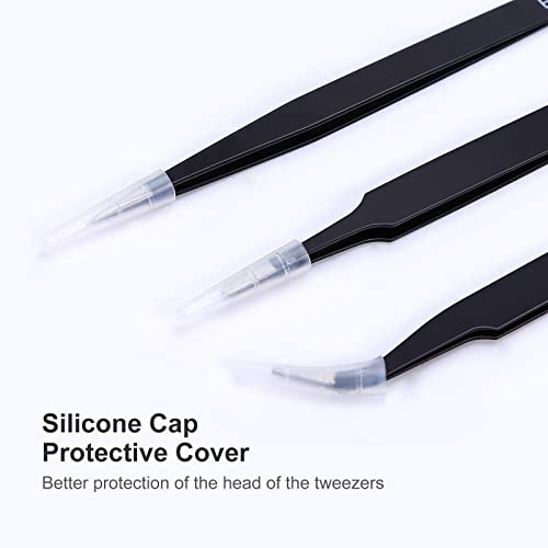 3PCS Precision Tweezers Set - Anti-Static Stainless Steel ESD Safe for Electronics & Crafts