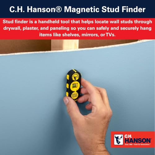 Magnetic Stud Finder with Built-In Level - No Batteries Needed, Detects Nails & Screws Behind Drywall