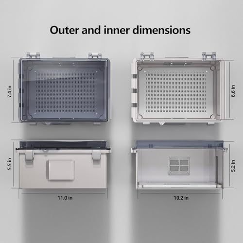 ANIMACYN Clear Cover ABS Waterproof Electrical Junction Box 11.8x7.9x5.1 inch Ventilated IP65 Indoor/Outdoor
