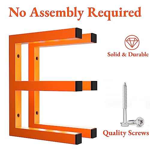 Lumber Storage Rack Wall Mount, Heavy Duty Metal Wood Organizer with 3-Level Each Shelf Holds Up 200 Lbs, Indoor & Outdoor Use