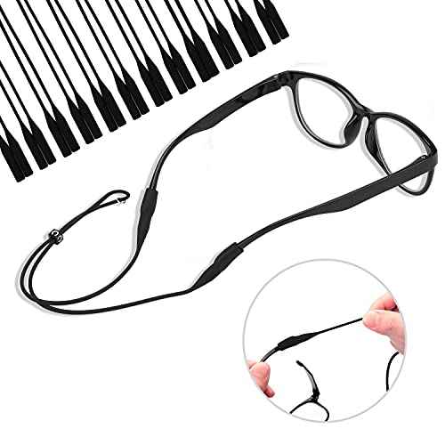 Hifot Adjustable Eyeglasses Strap Eyewear Retainer 12 Pack with Glasses Cleaning Cloth, Silicone Sunglasses Holder Strap, Eyeglasses Retainer Black
