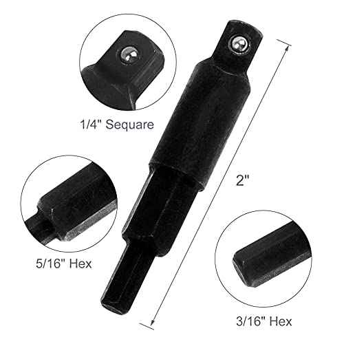 HVAC Service Wrench, Refrigeration Wrench With 2 Pcs HVAC Hexagon Bit Adapter, Premium AC Tools for HVAC, Refrigeration Equipment Repair (3/16¡±, 1/4¡±, 5/16¡±, 3/8¡±)