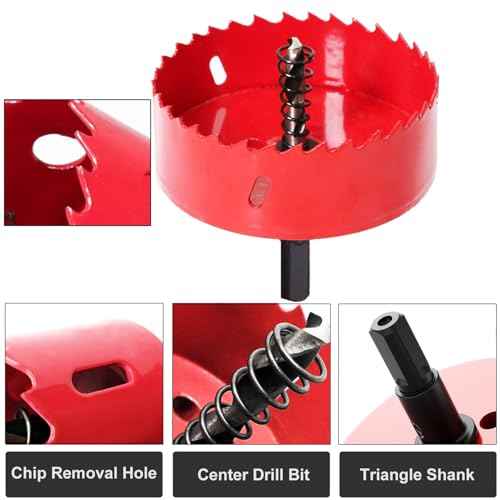 4 Inch Hole Saw with Arbor HSS Hole Saw with Mandrels M42 Bi-Metal Hole Cutter, Drilling Soft Wood, Plywood, Drywall, PVC