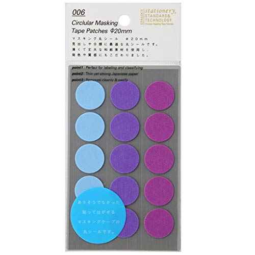 Stalogy S2222 S2 Masking Tape Patches: 0.8" diameter / 15 dots per sheet / 10 sheets per pack / 20mm wide, Shuffle Pale