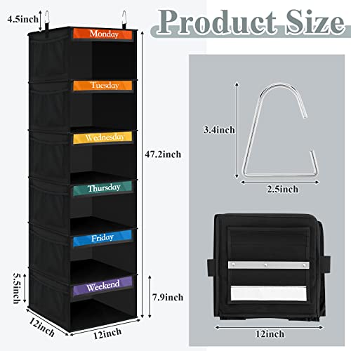 Amylove Black 2-Pack Kids Weekly Clothes Organizer with 6 Shelves & Pockets