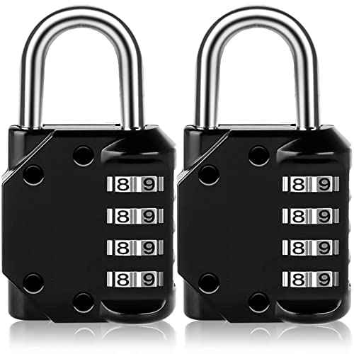 Vervida¢ç Combination Lock Resettable 2 Pack 4 Digit Outdoor Waterproof Combo Padlock for School Gym Locker, Sports Locker, Fence, Toolbox, Gate, Hasp Storage (Black)