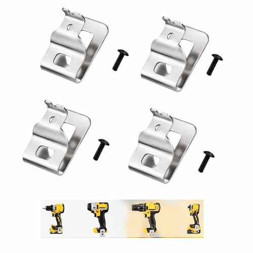N268241 N086039 Stainless Steel Belt Clips for Dewalt 20V Power Tools, Compatible with, DCD980, DCD985, DCD980L2, DCD985L2,Includes Screws and Drill Tool Hooks (4-pack)