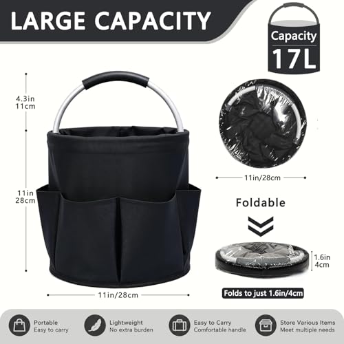 Aevora 17L Portable Cleaning Caddy with Foldable Handle, Black