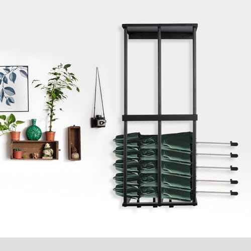 Camping Chair Rack for Garage Storage, Metal Camping Chair Storage Wall Mount Beach Chair Umbrella Storage Holder with 4 Hooks for Garage Organizer