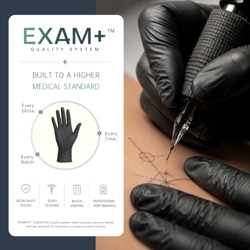 BEASTEK Black Nitrile Disposable Gloves Large 4.0 Soft+ Powder-Free 100 Count