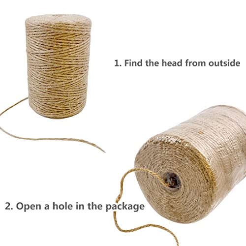 Brown 2mm Natural Jute Twine String - 800 Ft (245M) for Craft Gardening Gift Wrapping