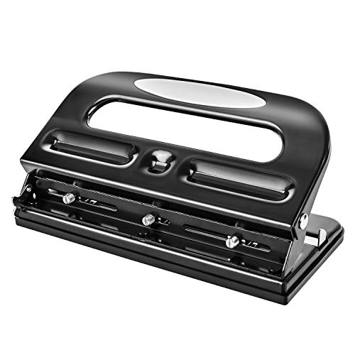 Amazon Basics Semi-Adjustable 3-Hole Punch 30 Sheets Capacity - Black, 2/3-Hole, 1 Pack