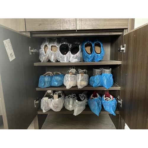 100Pcs50Pairs Disposable Shoe Covers,Boot Cover Waterproof,Dust proof,Non-slip,CPE Booties Shoes Protectors Coverings,White color,The Size Fit Most