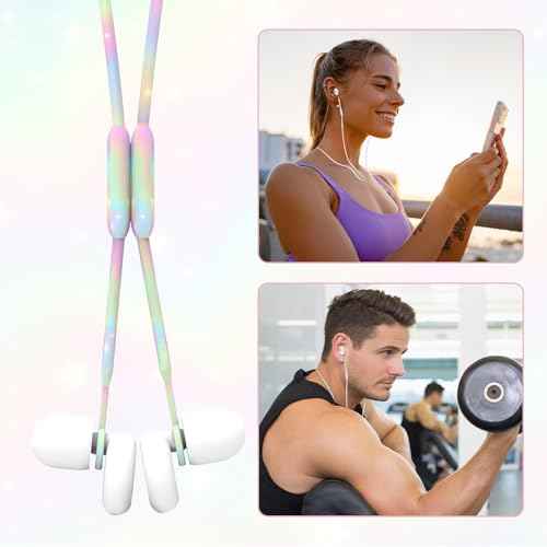 Earplug Lanyard with Magnetic Tug-Resistant Safety Cord, Flexible Silicone Lanyard with Most Earplugs with Removable Tips Compatible(Rainbow)