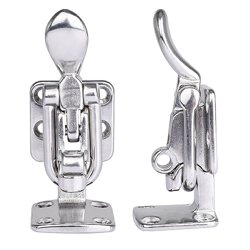 NovelBee 2pcs Stainless Steel Hold Down 90 Degree Clamp Locking Cam Latches,Anti-Rattle Latch Hasp for Boat Marine RV Caravan